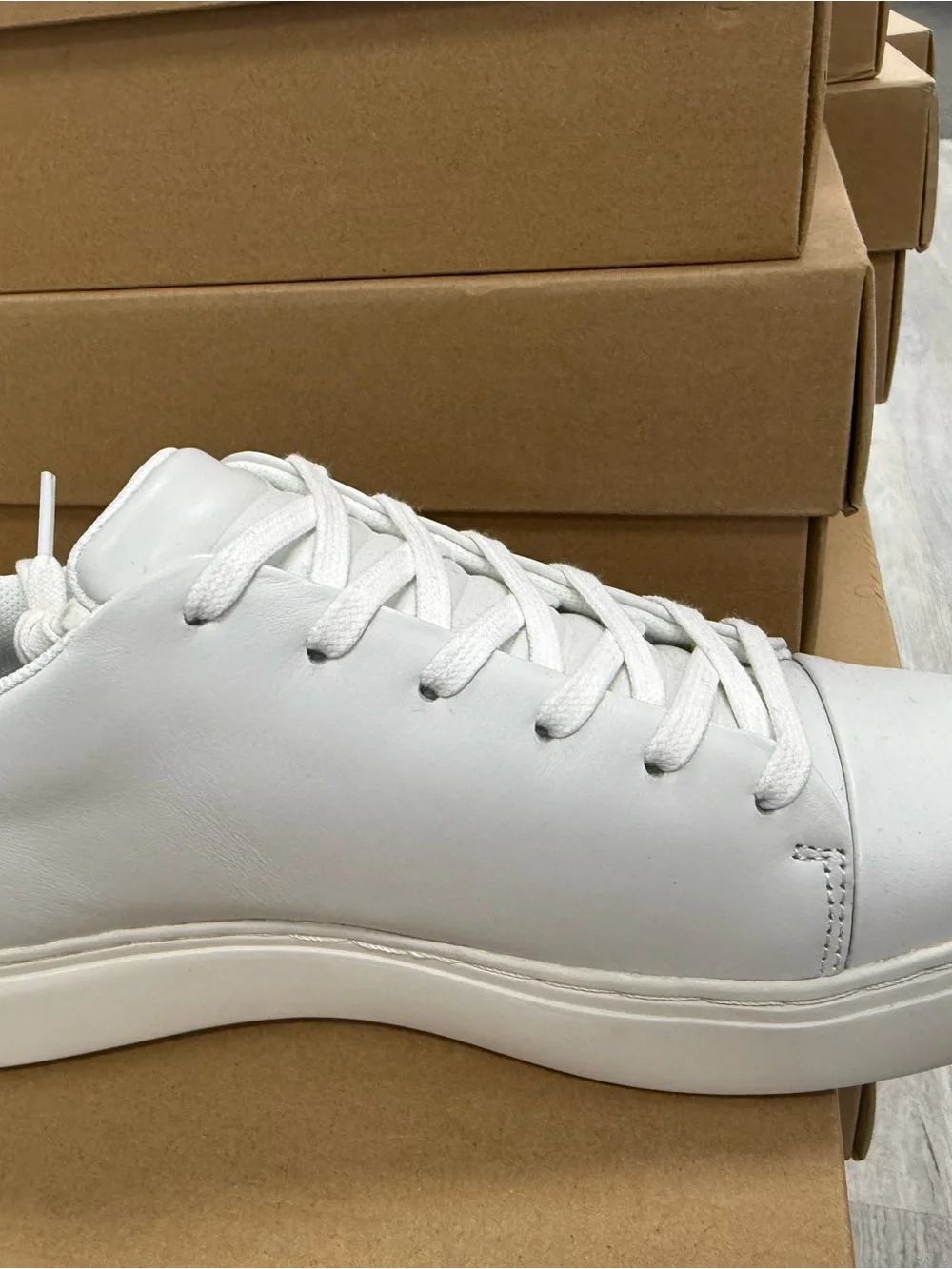 Paul Smith White Leather Sneaker with Multicolor Stripe Heel